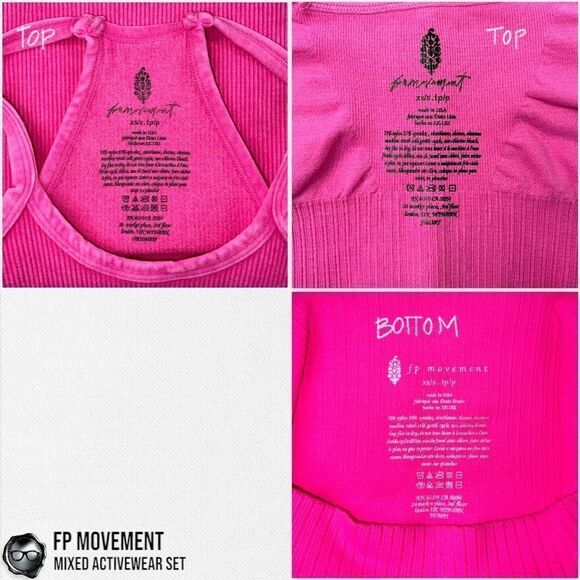 FP MOVEMENT SET: GOOD KARMA SQUARE NECK BRA + LEGGINGS + HR TANK NEON PINKS XS/S - Picture 13 of 16